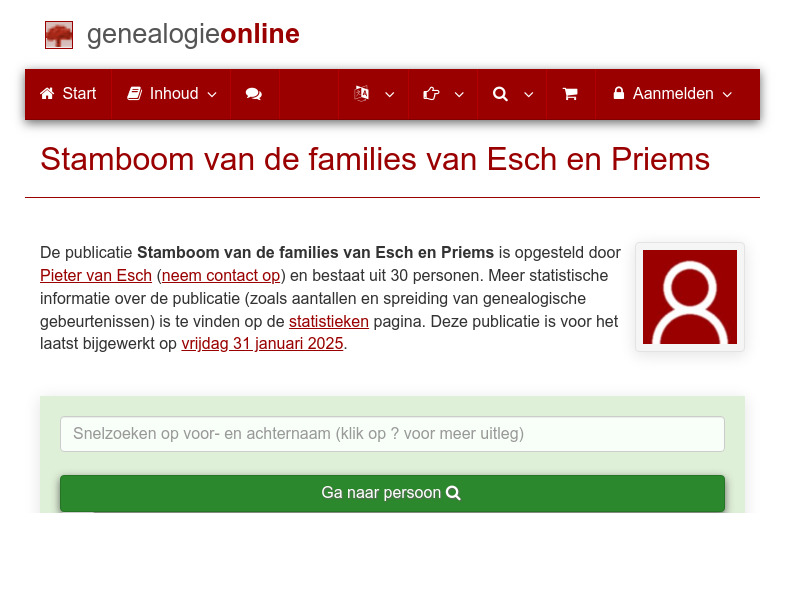 Screenshot van website