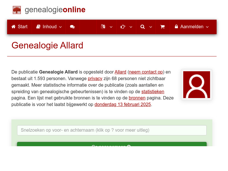 Screenshot van website