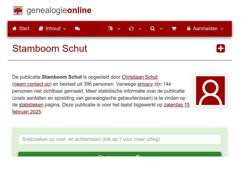 Screenshot van website