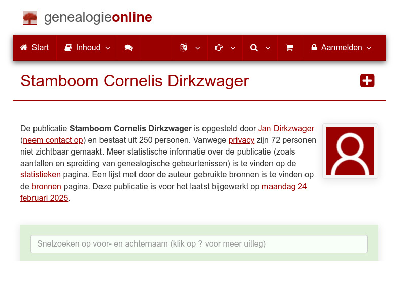 Screenshot van website