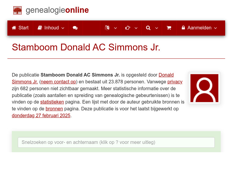 Screenshot van website