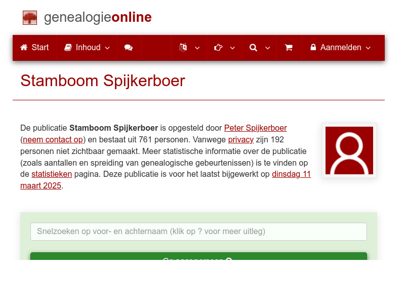 Screenshot van website