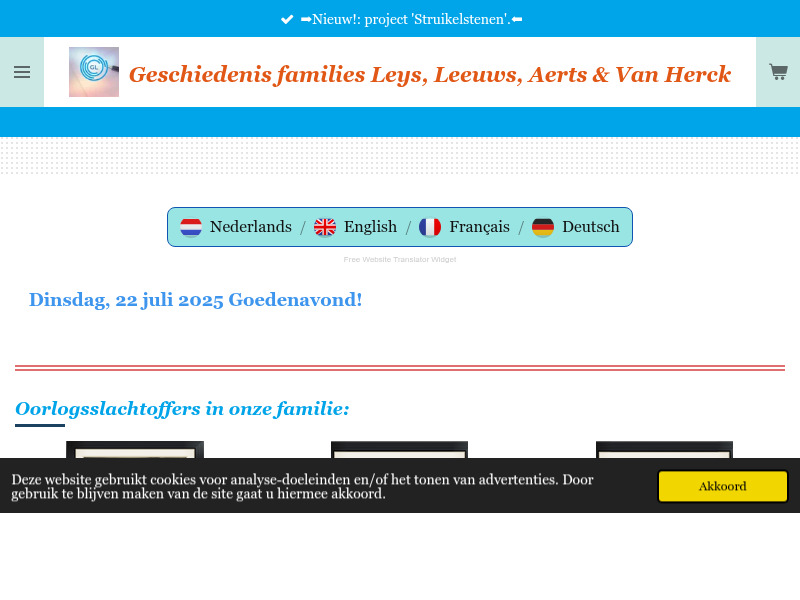 Screenshot van website