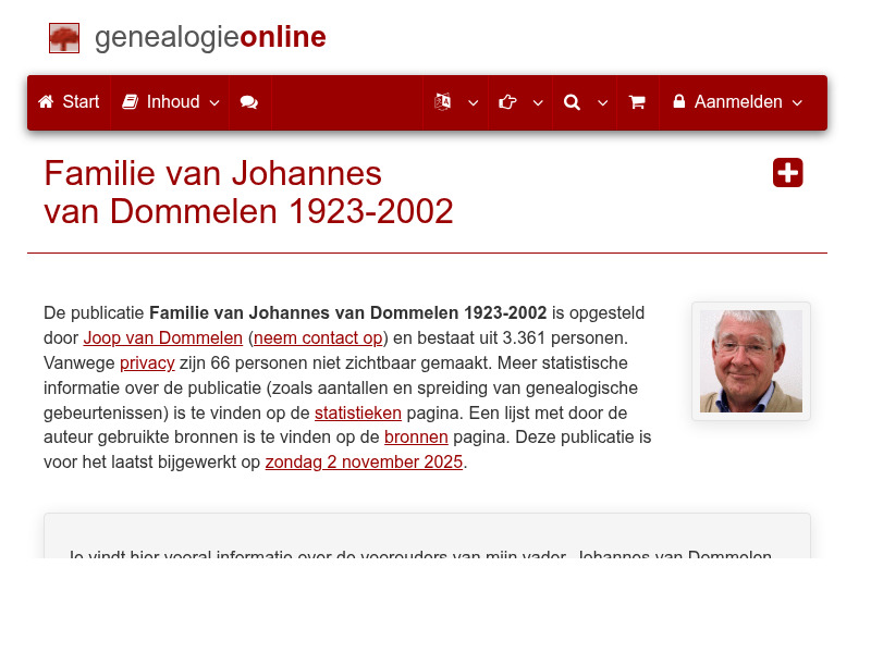 Screenshot van website