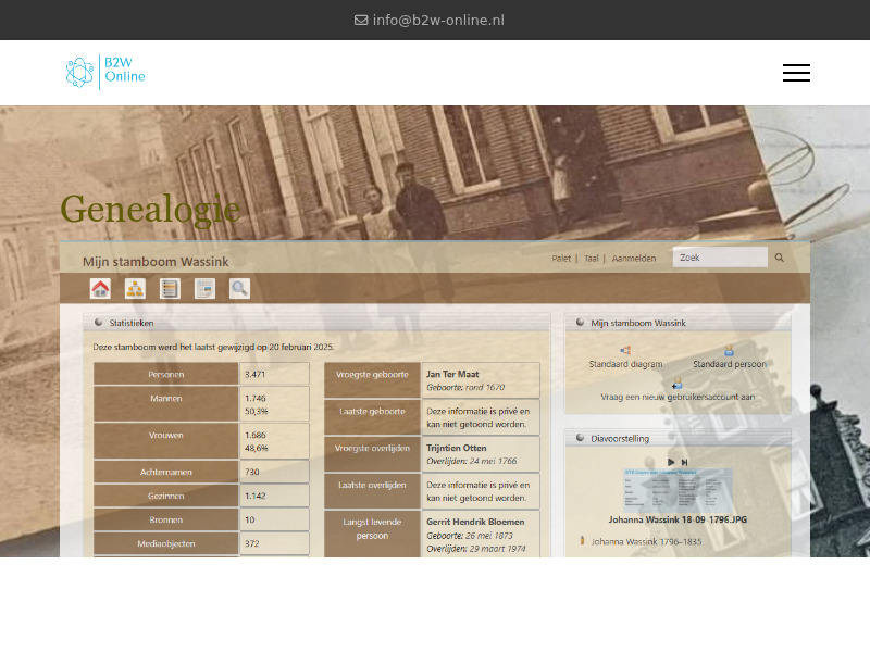 Screenshot van website