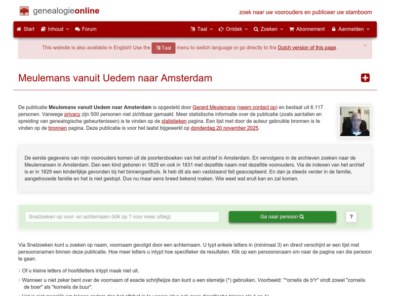 Screenshot van website
