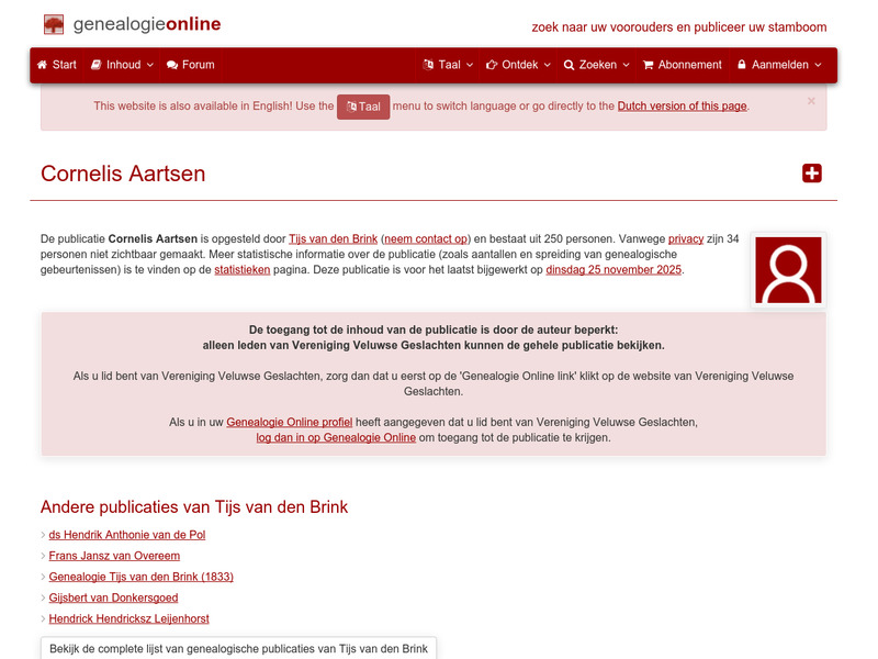 Screenshot van website