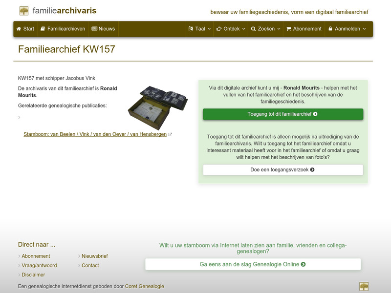 Screenshot van website