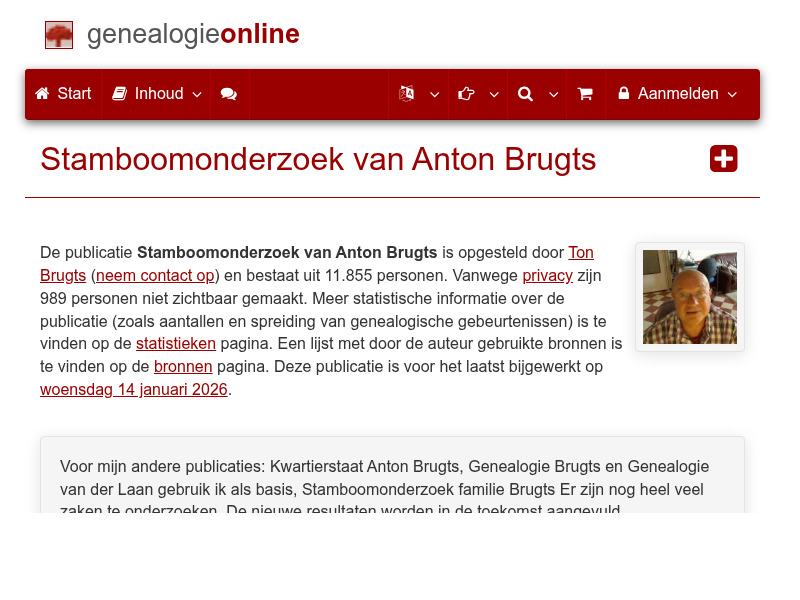 Screenshot van website