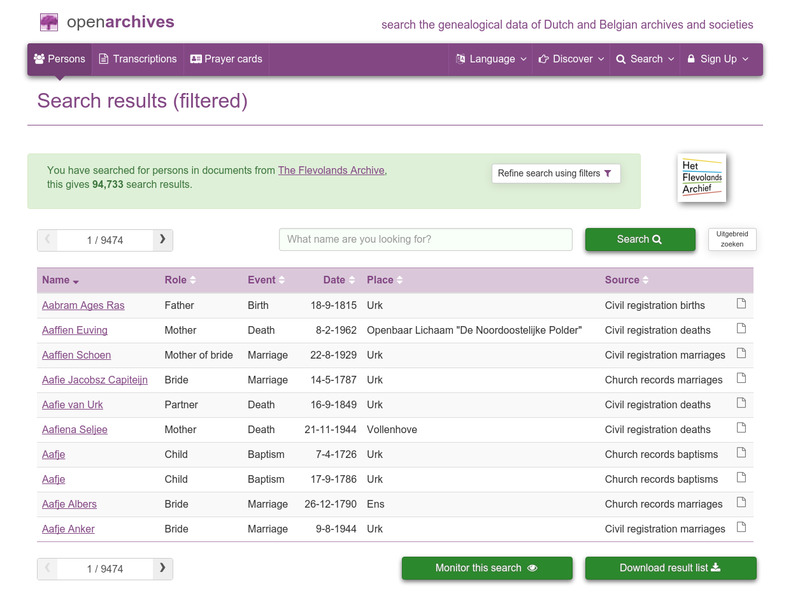 Screenshot van website