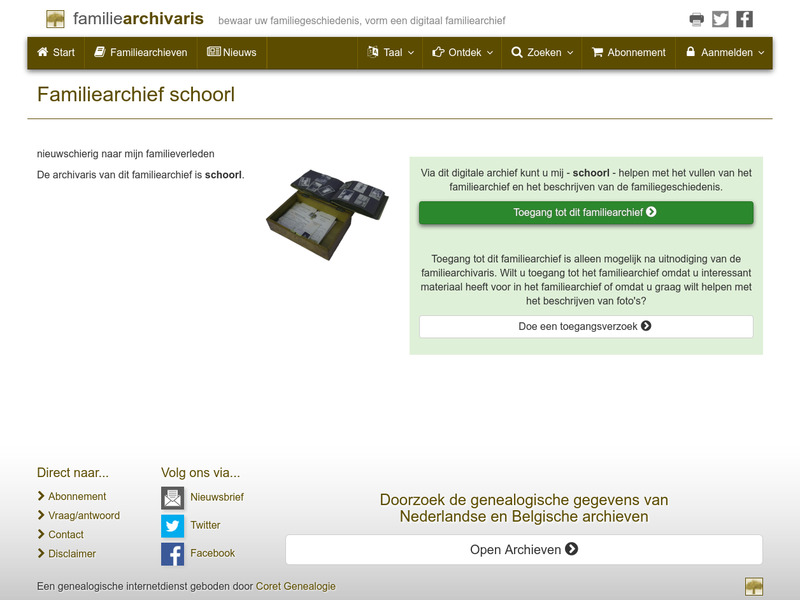 Screenshot van website