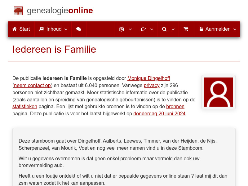 Screenshot van website