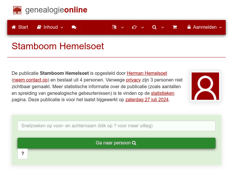 Screenshot van website