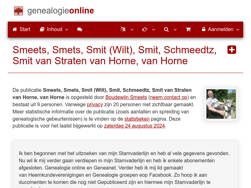 Screenshot van website