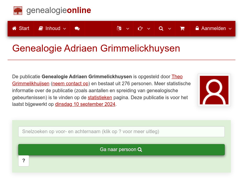 Screenshot van website