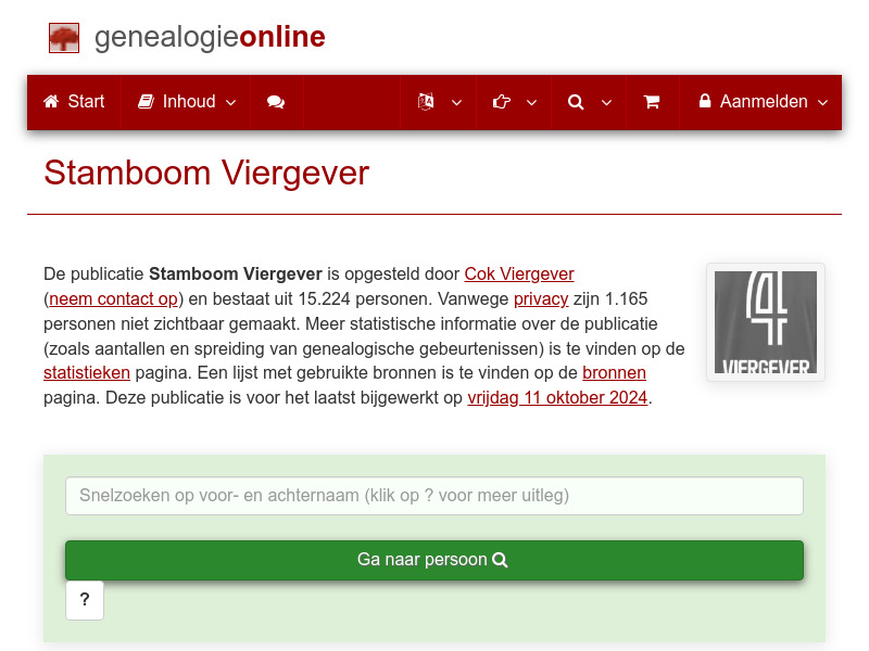 Screenshot van website