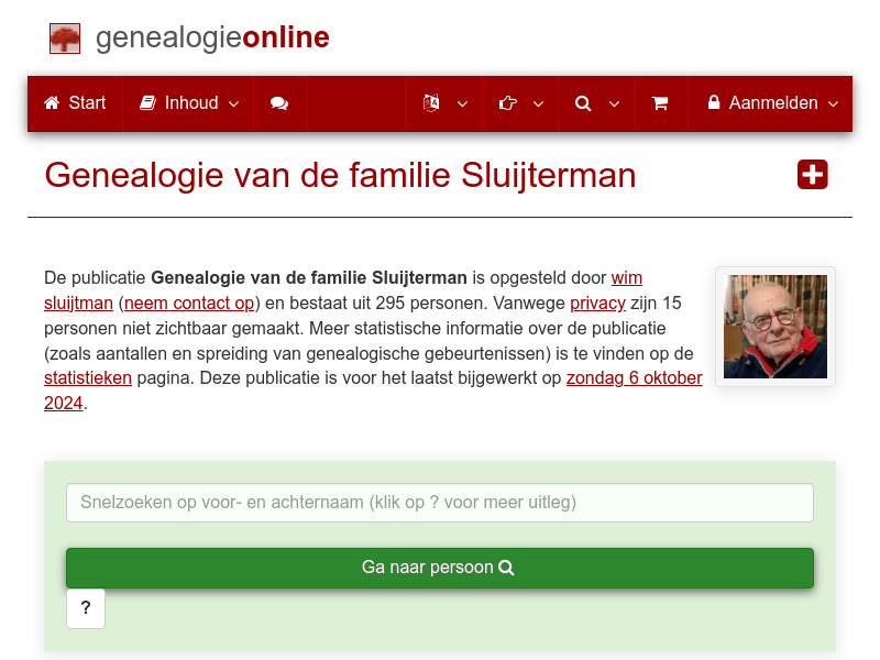 Screenshot van website