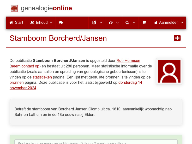 Screenshot van website