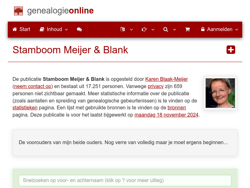 Screenshot van website