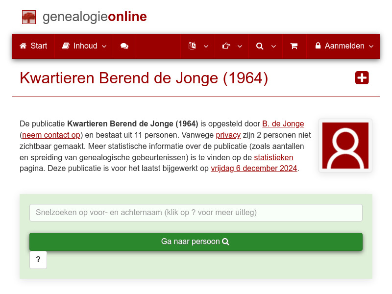 Screenshot van website