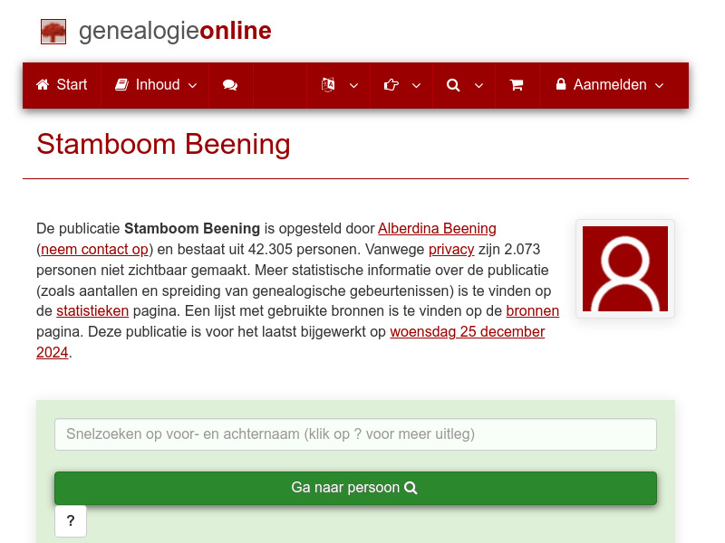 Screenshot van website