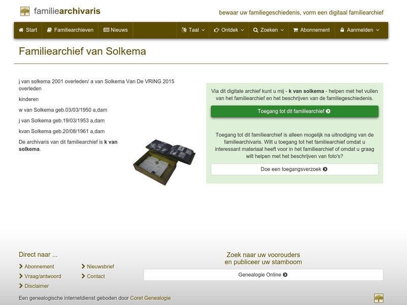 Screenshot van website