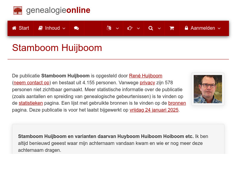 Screenshot van website